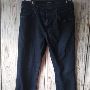 7 For All Mankind Men's 32x28 Dark Blue Denim The Slimmy Straight Slim Fit Jeans